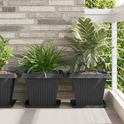 Produktbild von Quadratisches Blumentablett 6 pcs Schwarz 32 x 32 x 2,5 cm - Beete DE829