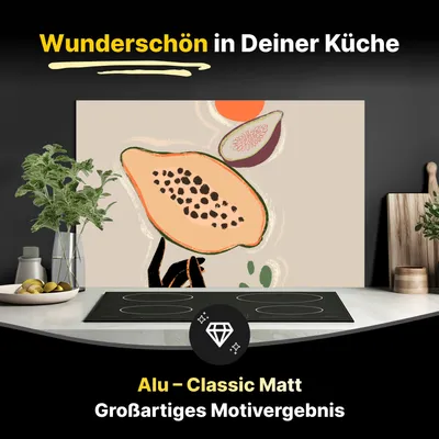 Produktbild von Spritzschutz Küchenrückwand aus Aluminiumverbund in Matt 80x60 cm - Früchte und Gemüse - Gemälde