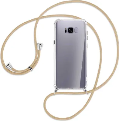 Produktbild von Handykette Backcover-Schutzhülle mit Band (Metall silberfarben) für Samsung Galaxy S8 Plus - caramel