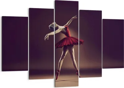 Produktbild von Bild auf Leinwand - Leinwandbild - 5 Teile - Ballerina Rot Kleid - 150x100cm - Wand Bild - Wanddeko - Wandbilder - Leinwanddruck - Bilder - Wanddekoration - Leinwand bilder - Wandbild - EA150x100-4336