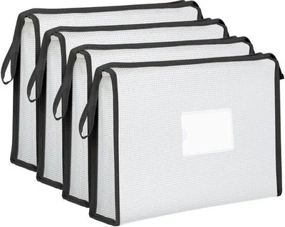 Obrázek produktu pro Složky na dokumenty formátu A4 se zipem, plastové, černé, sada 4 ks