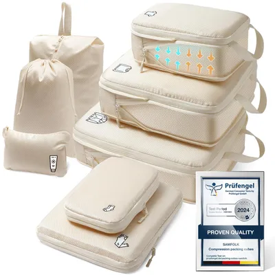Produktbild von Kofferorganizer Kompressions-Packing Cubes, 8-teilig, wasserfest, für Handgepäck