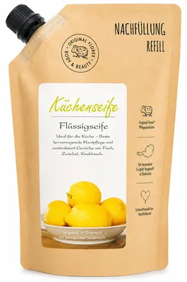 Produktbild von Flüssigseife mit biologischer Schafmilch 500ml im Nachfüll-Beutel, Küchenseife