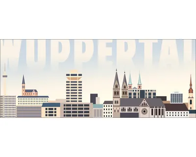 Produktbild von Glasbild Wuppertal Skyline Silhouette I 80x30 cm