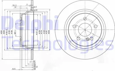 Produktbild von 2x DELPHI Bremsscheibe BG3757 passend für MERCEDES-BENZ E-Klasse T-modell (S211)
