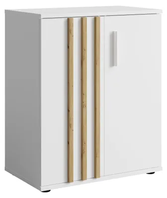 Produktbild von Kommode TOVENA 01 – 2 Türen, mit Lamellenfront (60×72,7×35 cm) – Weiß