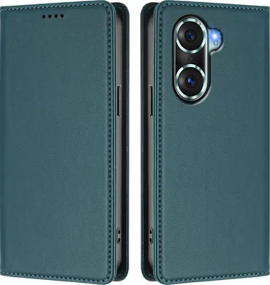 Produktbild von Handyhülle für Honor 60 Pro, Kunstleder Klapphülle Stoßfeste Magnetische Hülle mit Ständer Grün