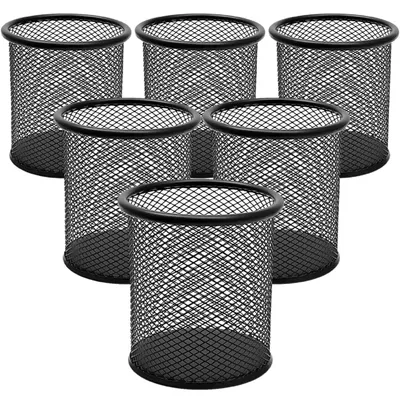 Produktbild von Stifthalter, Stifthalter aus Metalldraht, schwarzer Stifthalter, Stiftablage, runder Schreibtisch-Stifthalter, Stiftablage/Stifthalter für Büro/Schule, Bleistifthalter/Stiftehalter (6 Stück)