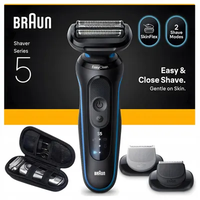 Immagine prodotto di Braun Series 5 52-B1650s – 3 lame flessibili – 2 modalità – Utilizzabile sia con che senza risciacquo