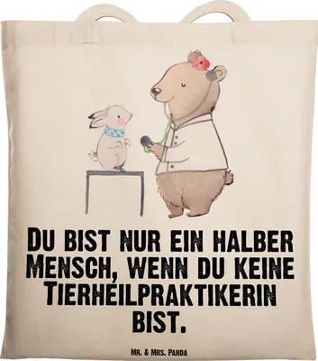 Produktbild von Mr. & Mrs. Panda Tote Bag Tierheilpraktikerin Herz - Transparent - Geschenk, Tasche, Shopping, Laptoptasche, Schultasche, Einkaufstüte