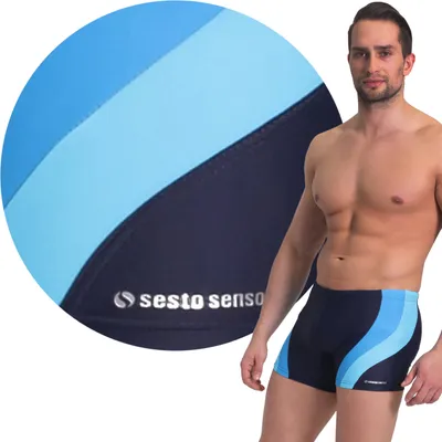 Produktbild von Sesto Senso Herren Badehose Schwimmhose Badeshorts 363, Farbe: Dunkelblau/Blau, Große: 4XL