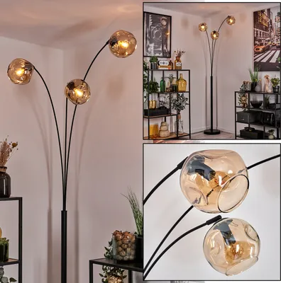 Produktbild von Villamare Stehlampe aus Metall/Glas in Schwarz/Bernsteinfarben