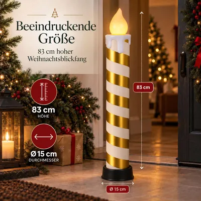 Produktbild von 4x LED Candy Kerze 83cm | Indoor & Outdoor | XXL Zuckerstange beleuchtet | Weihnachtskerze mit Timer | Stabkerze Stimmungslicht für Weihnachten I Zuckerstangen LED Kerze