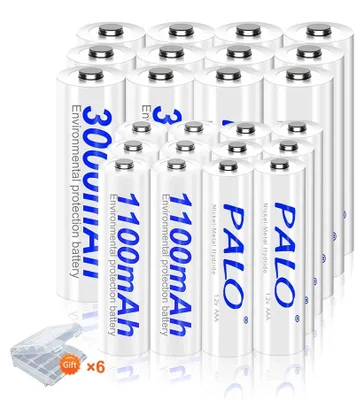 Image de Batterie rechargeable, respectueuse de l'environnement, compatibilité étendue, lot de 12 piles AA et 12 piles AAA