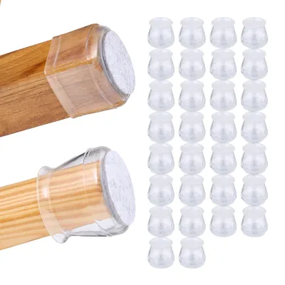 Immagine prodotto di Set di 32 coprigambe trasparenti per sedie Relaxdays - Coprigambe in feltro elastico per una casa sicura ed elegante