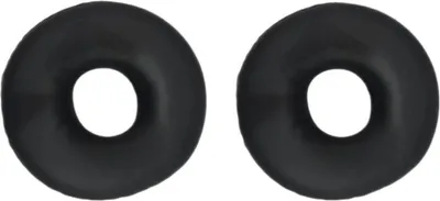 Two black ear pads are shown against a white background.
