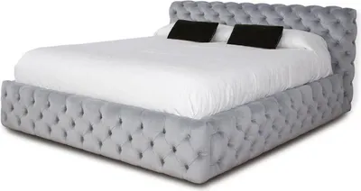 Produktbild von Casa Padrino Luxus Chesterfield Doppelbett Grau 212 x 236 x H. 98 cm - Massivholz Bett mit Kopfteil - Schlafzimmer Möbel - Hotel Möbel - Luxus Möbel - Chesterfield Möbel