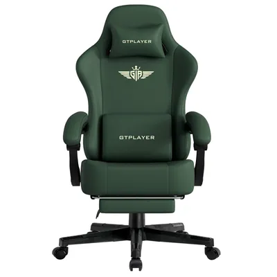 Produktbild von GTPLAYER Gaming Stuhl Ergonomischer Gaming Sessel Schreibtischstuhl Bürostuhl mit Kunstleder Federsitzkissen, Verbindungsarmlehnen, mit Fußstütze
