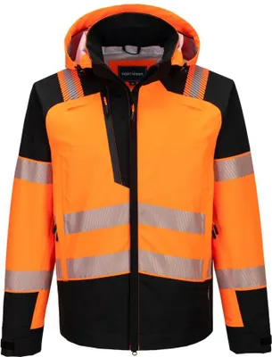 Image de Veste Imperméable à Capuche Haute Visibilité Pw3 (3l) - Taille S - Orange/noir - Portwest