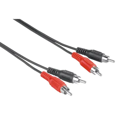 Two audio cables with RCA connectors on a white background.