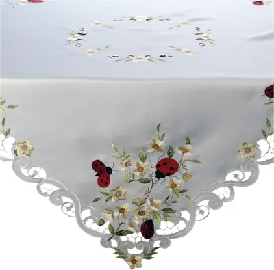 Produktbild von Tischdecke Tischläufer Stickerei Marienkäfer Ostern Frühling 85 x 85 cm