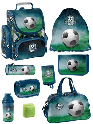 Produktbild von Ranzen-Set 1.-3. Klasse 9-teilig FUSSBALL Schulranzen-Set mit Sporttasche, Brotdose und Trinkflasche