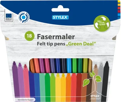 Obrázok produktu pre Stylex 64185 Vláknové pastelky, 18 kusov, recyklované