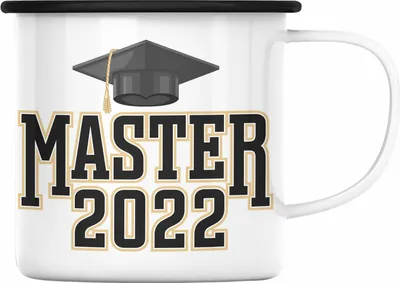 Produktbild von Trendation - Master 2022 Abschluss Geschenk Emaille Tasse Bestanden Studium Prüfung Graduation (Schwarz)