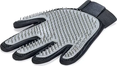 Produktbild von Beeztees Rubby Pflegehandschuh - Hund - Schwarz/Grau - 24x18x1 cm