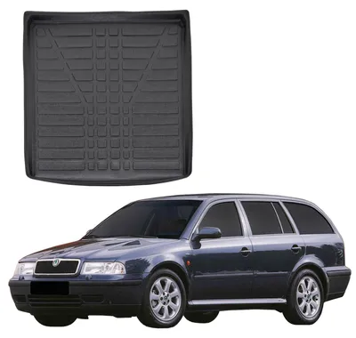 Produktbild von SCOUTT | Kofferraumwanne Laderaumwanne Kompatibel mit Skoda Octavia 1 Kombi 1997-2005, mit Hoher Rand, Kofferraum-Schutzmatte, Geriffelt, Aufrollbar, Schwarz