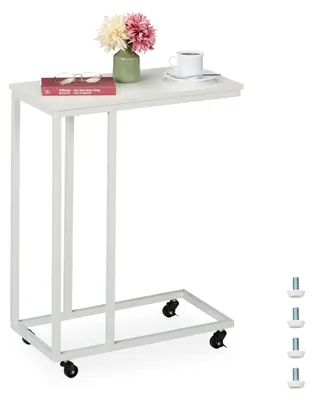 Beistelltisch U-Form 79x60x30 cm auf Rollen weiß