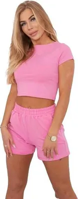 Immagine prodotto di Set in cotone con pantaloncini rosa