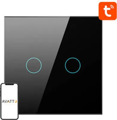 Immagine prodotto di Smart Light Switch ZigBee Avatto ZTS02-EU-B2 2 Way TUYA (black)