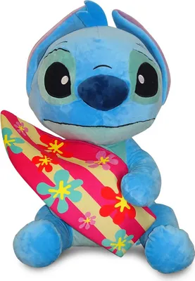 Produktbild von Disney Lilo und Stitch Plüschtier 50 cm mit Surfboard superweich Plüschfigur Stofftier für Babys und Kinder ab Geburt Geschenkidee für Mädchen und Jungen kuschelig weich und waschbar