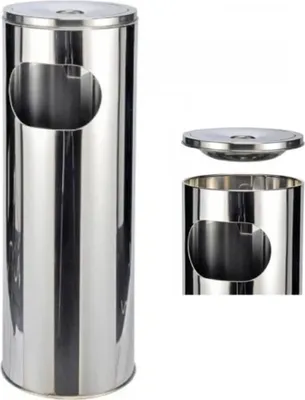 Produktbild von HI Mülleimer mit Aschenbecher Silbern 58 cm