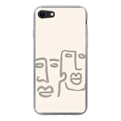 Produktbild von MuchoWow® Handyhülle Schutzhülle Hülle für iPhone 8 Gesicht - Abstrakt - Strichzeichnung Silikon Softcase Handy Hülle - Schutzhaube