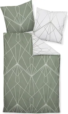 Produktbild von Janine Design Mako-Satin Bettwäsche-Garnitur J.D. 87054 Farbe salbeigrün jade-06 Größe 155X220+80x80cm