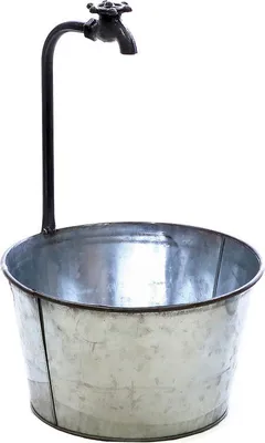 Produktbild von Metall Zinkeimer mit Deko Wasserhahn - 48 x 29 cm - Metalleimer zum Beflanzen - Deko Blumentopf Pflanzeimer