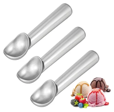 Produktbild von Eisportionierer 3 Stück Aluminium-Eislöffel Einteiliger Design Antihaft-Eiskugelportionierer Keksschaufel für Eiscreme, Kuchen Teig, Melonenkugel