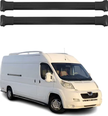 Image de Barres de toit transversale pour Peugeot Boxer 2006-2024 Aluminium Noir 3Pcs