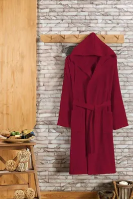 Produktbild von Bademantel mit Kapuze – r Bademantel für Damen und Herren mit Kapuze – Sauna-Bademantel –
