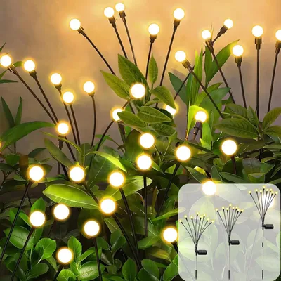 Produktbild von Solarlampen für Außen Garten, 2 Stück 8LED Glühwürmchen Solarleuchten Außen Glühwürmchen Licht IP65 Wasserdicht Solarleuchten für Pathway Yard Patio
