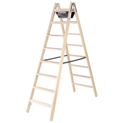Produktbild von MUNK Stehleiter Holz 33816 beidseitig 2x8Stufen