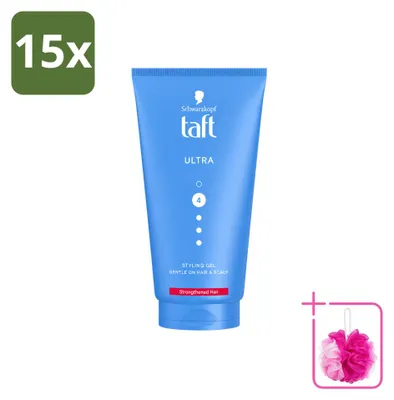 Produktbild von 15 x Taft Ultra Styling Gel 4 - Starke Fixierung - 150 ml - Sparpackung - 15 Stücke
