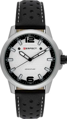 Produktbild von Klassische Herrenuhr PF00949 44mm Quarzwerk Mineralglas Edelstahl Leder 30m wasserdicht