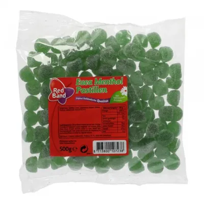 Produktbild von Red Band Euca Menthol Frucht gummi Pastillen 500 g 12 Beutel