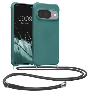 Produktbild von kwmobile Necklace Case kompatibel mit Google Pixel 10 / Pixel 10 Pro Hülle - Cover mit Kordel zum Umhängen - Silikon Schutzhülle Petrol