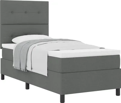 Obrázek produktu pro vidaXL Skříňová postel s matrací tmavě šedá 100 x 200 cm látka