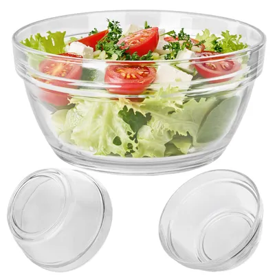 Produktbild von KADAX Glasschale ⌀ 17 cm, 1 Stück, Salatschüssel aus Glas, Dessertschale, transparente Servierschale für Salat, Obst, Desserts & Beilagen, Obstschale, KI-generiertes Bild