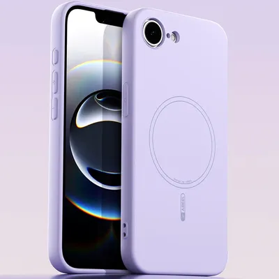 Image de Étui magnétique pour iPhone 16e/iPhone 17e, compatible MagSafe, en silicone souple, résistant aux chocs et aux rayures - Violet